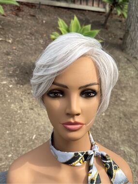 Short Silver Pixie Wig for Women - Modern Silver Tone Belle Tress Oyster Gray